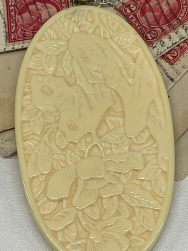Cream Carved Plastic Pendant Bloomers and Frocks